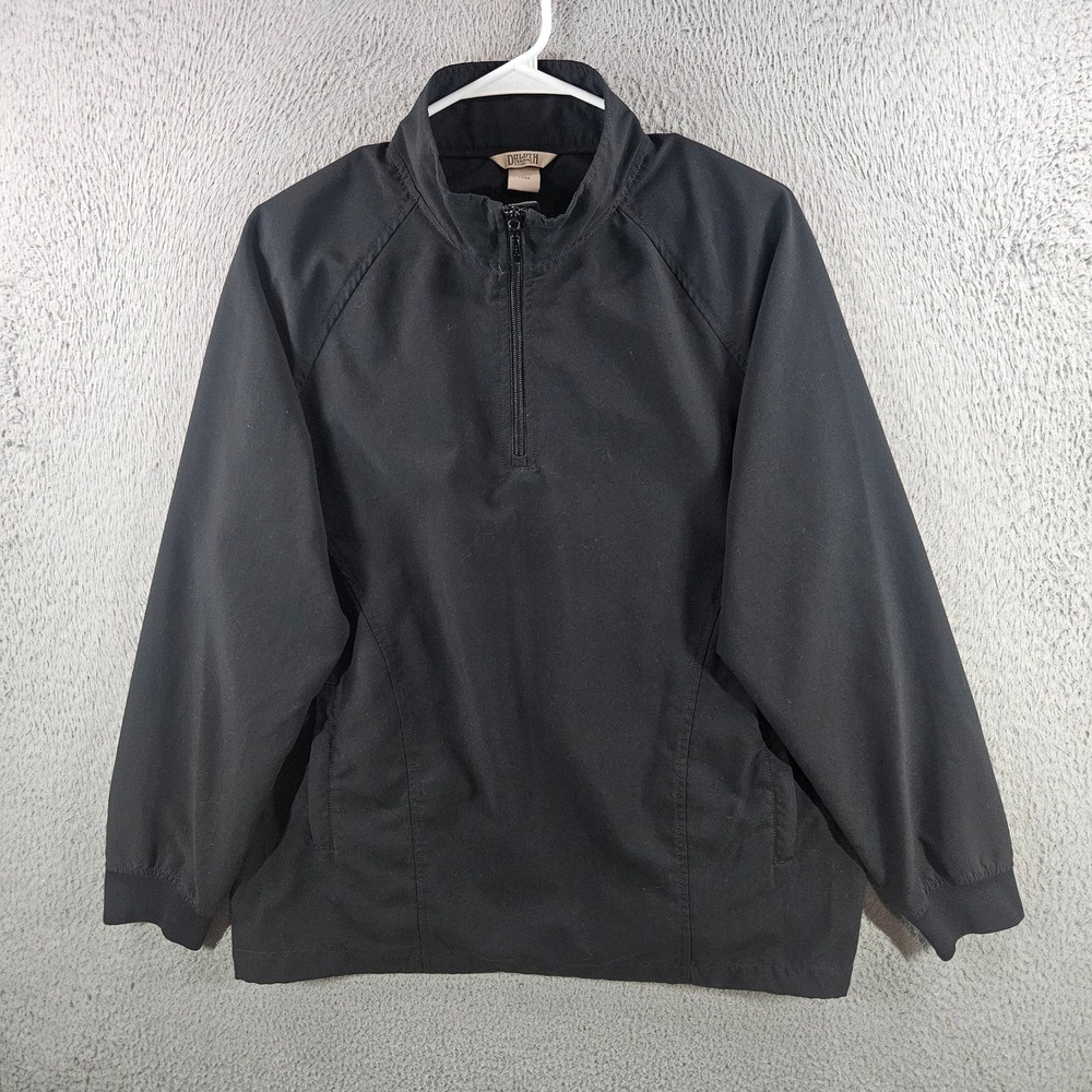 Duluth Trading Co Mens Black Quarter Zip Windbreaker Pullover Jacket Large